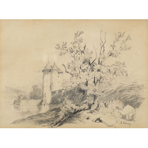 ALEXANDRE CALAME : Seeuferpartie mit Schloss (DOBIASCHOFSKY AUKTIONEN AG)