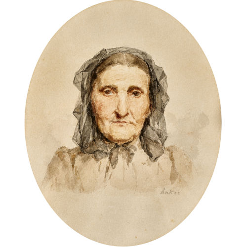 ALBERT ANKER : Portr�t einer betagten Frau mit Haube (DOBIASCHOFSKY AUKTIONEN AG)