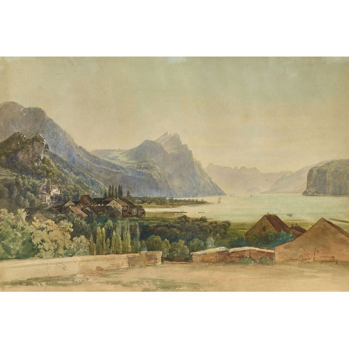 THOMAS ENDER : Blick auf den Walensee mit Walenstadt (DOBIASCHOFSKY AUKTIONEN AG)