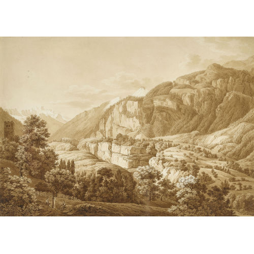 CHRISTIAN HALDENWANG : Alpine Landschaft mit Burgruine (DOBIASCHOFSKY AUKTIONEN AG)
