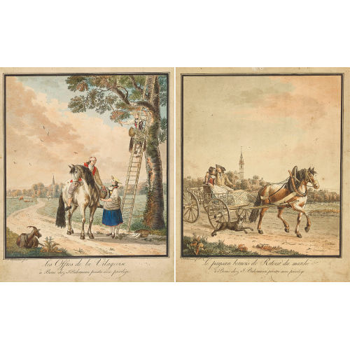 JOHANN JAKOB BIEDERMANN : Paar Szenen zu Pferd (DOBIASCHOFSKY AUKTIONEN AG)