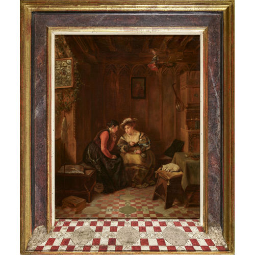 19. JH. DEUTSCHLAND : Interieur mit zwei Damen im Gespr�ch (DOBIASCHOFSKY AUKTIONEN AG)