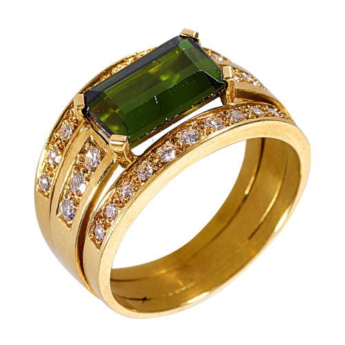 TURMALIN-BRILLANT-RING : Bucherer, Luzern (DOBIASCHOFSKY AUKTIONEN AG)