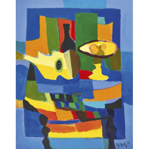 MARCEL MOULY : 'Guitare, bouteille et compotier' (DOBIASCHOFSKY AUKTIONEN AG)