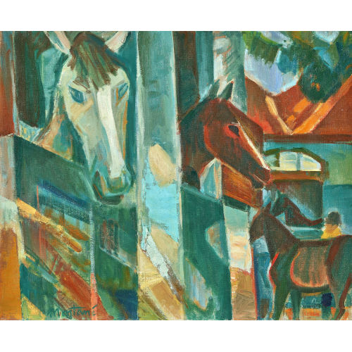 ROGER MONTAN� : 'Les cheveaux en boxe, Saint-Cyprien' (DOBIASCHOFSKY AUKTIONEN AG)