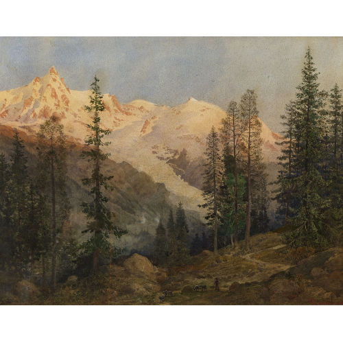 WILHELM HERMANN ADOLF LAUTER : Berglandschaft im Abendrot (DOBIASCHOFSKY AUKTIONEN AG)