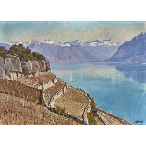 JOHANN EMIL (AUCH JEM) M�LLER : Herbstliche Ansicht des Lavaux (DOBIASCHOFSKY AUKTIONEN AG)
