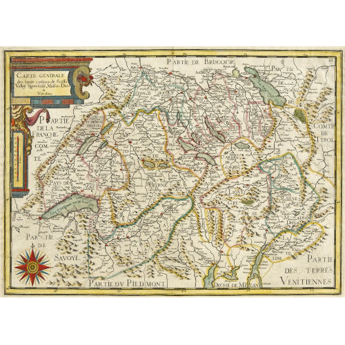 NICOLAS TASSIN : 'Carte generale des treze cantons de Suisse Vallay ligues Grise, Maison-Dieu & Valteline' (DOBIASCHOFSKY AUKTIONEN AG)