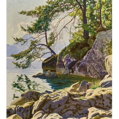 PLINIO COLOMBI : Felsige Uferpartie am Thunersee (DOBIASCHOFSKY AUKTIONEN AG)