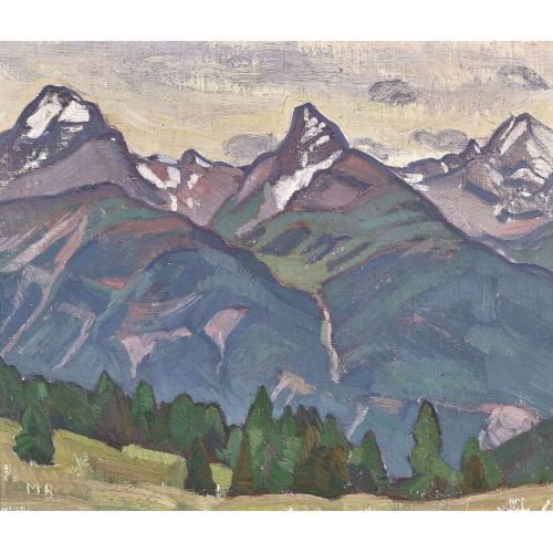 MAX BURGMEIER : 'Piz Aela, Tinzenhorn & Piz Michel von der Wieseneralp aus' (DOBIASCHOFSKY AUKTIONEN AG)