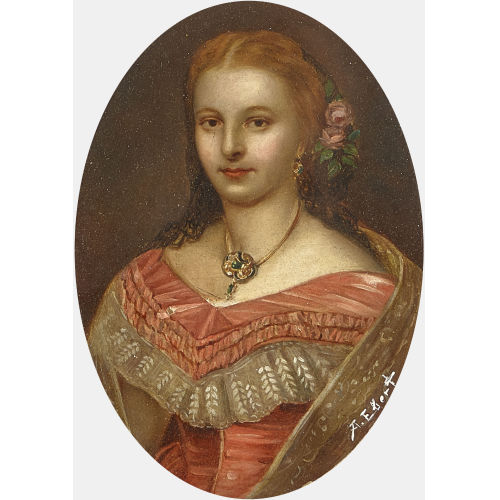 ANTON EBERT : Brustbildnis einer eleganten jungen Dame (DOBIASCHOFSKY AUKTIONEN AG)