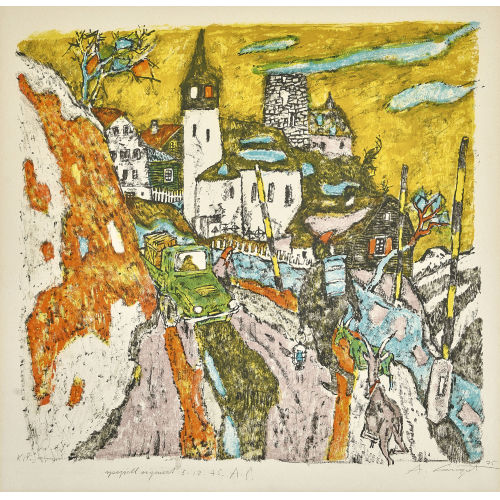ALOIS CARIGIET : 'An der Strasse nach Schlans' (DOBIASCHOFSKY AUKTIONEN AG)