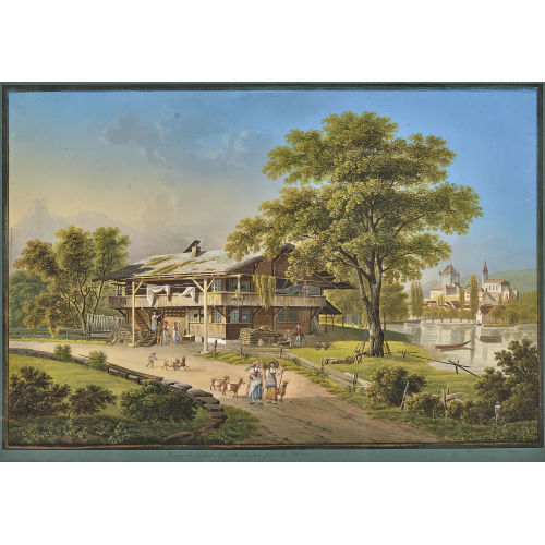 JOHANN LUDWIG BLEULER : 'Maison de P�cheurs � Scherzliguen, pr�s de Thoune' (DOBIASCHOFSKY AUKTIONEN AG)