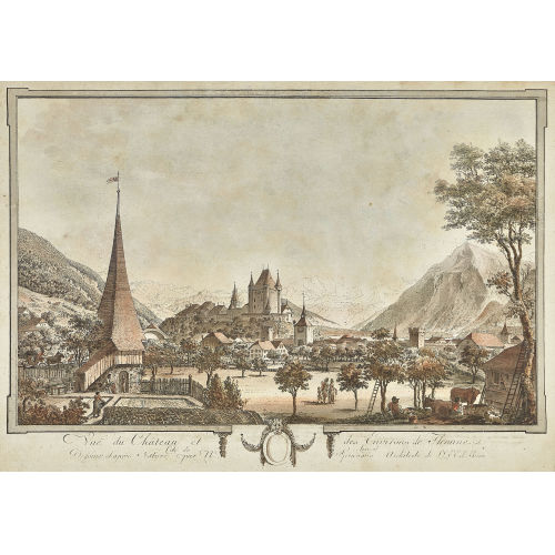 NIKOLAUS SPR�NGLIN : 'Vue du Ch�teau et des Environs de Thoune / Cot� du Levant' (DOBIASCHOFSKY AUKTIONEN AG)