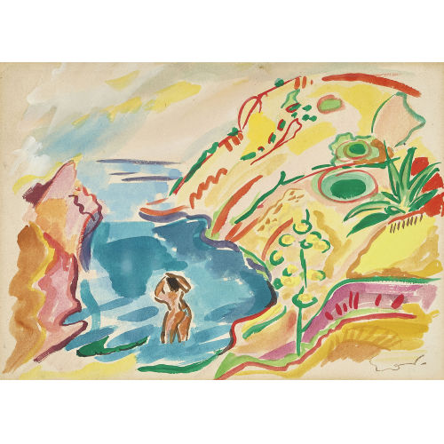 ACHILLE-�MILE OTHON FRIESZ : Bucht mit badender Frau (DOBIASCHOFSKY AUKTIONEN AG)