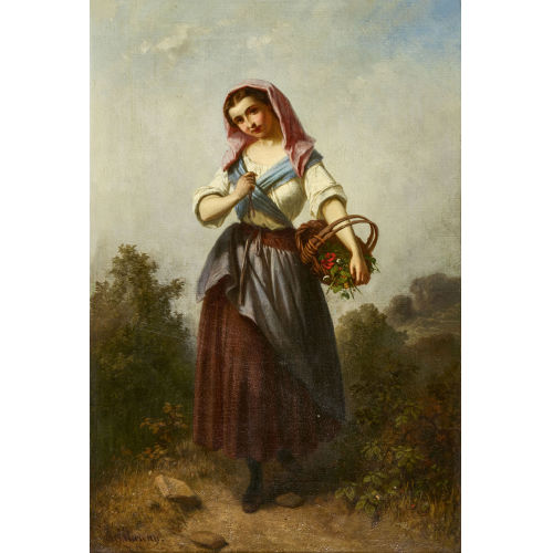 FERDINAND MAROHN : Junge B�uerin mit Blumenkorb (DOBIASCHOFSKY AUKTIONEN AG)