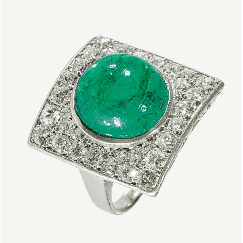 SMARAGD-DIAMANT-RING : (DOBIASCHOFSKY AUKTIONEN AG)