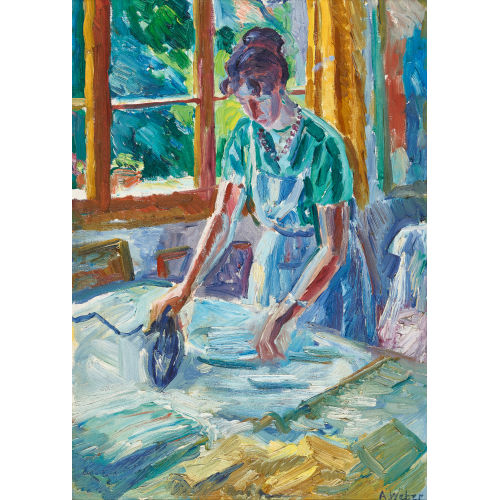 ADOLF WEBER : Frau beim B�geln (DOBIASCHOFSKY AUKTIONEN AG)