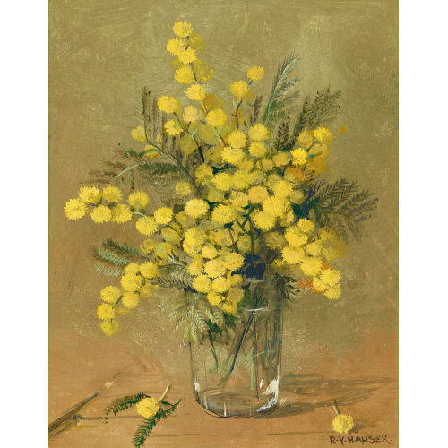 REN�E YOLANDA HAUSER : 'Bouquet de mimosa (dans un verre)' (DOBIASCHOFSKY AUKTIONEN AG)