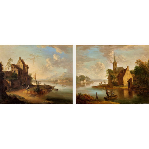 CHRISTIAN GEORG I SCH�TZ : Rheinlandschaft mit Staffage. Gegenst�cke (DOBIASCHOFSKY AUKTIONEN AG)