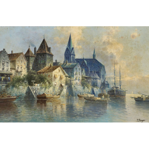 J. RIEGER : Stadt am Flussufer (DOBIASCHOFSKY AUKTIONEN AG)
