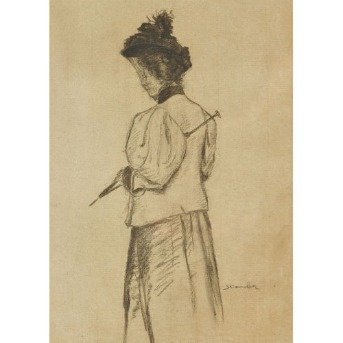 TH�OPHILE-ALEXANDRE STEINLEN : Dame mit Hut und Schirm (DOBIASCHOFSKY AUKTIONEN AG)