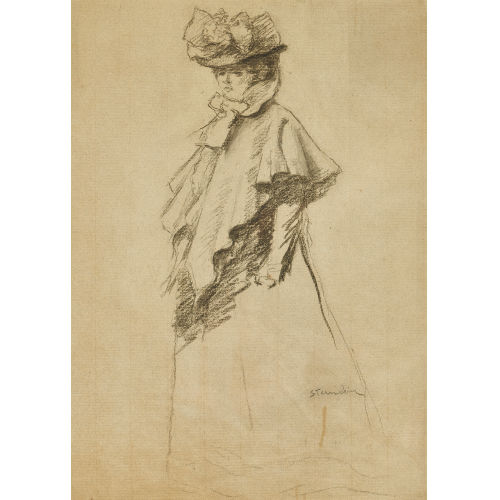 TH�OPHILE-ALEXANDRE STEINLEN : Dame mit Hut und Schultertuch (DOBIASCHOFSKY AUKTIONEN AG)