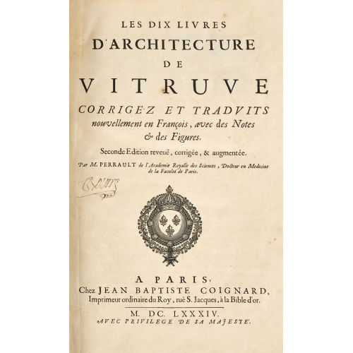 VITRUV : 'Les dix livres d'architecture de Vitruve corrigez et traduits nouvellement en Fran�ois, avec des notes & des Figures' (DOBIASCHOFSKY AUKTIONEN AG)