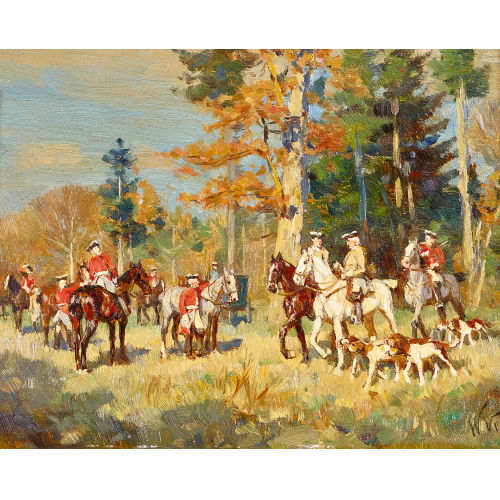 WILHELM VELTEN : Jagdgesellschaft am Waldrand (DOBIASCHOFSKY AUKTIONEN AG)