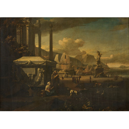 LUCA (AUCH CARLEVARIS CARLEVARIJS : Hafenszene mit antiken Ruinen (DOBIASCHOFSKY AUKTIONEN AG)