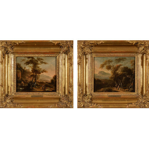 WILLEM HENDRIKSZ VERBOOM : Idyllische Landschaft. / Bauern auf Landstrasse (DOBIASCHOFSKY AUKTIONEN AG)