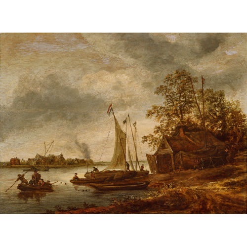 CORNELIS SIMONSZ. VAN DER SCHALCKE : Flusslandschaft mit Booten (DOBIASCHOFSKY AUKTIONEN AG)