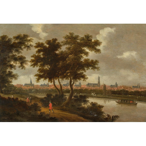 WILLEM) MONOGRAMMIST WD (WOHL DALENS : Flusslandschaft mit Fantasieansicht von Utrecht (DOBIASCHOFSKY AUKTIONEN AG)
