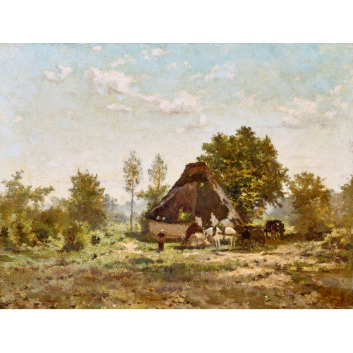 ADRIAAN JOSEF HEYMANS : Sommerlandschaft mit Bauernhaus und Pferdegespann (DOBIASCHOFSKY AUKTIONEN AG)