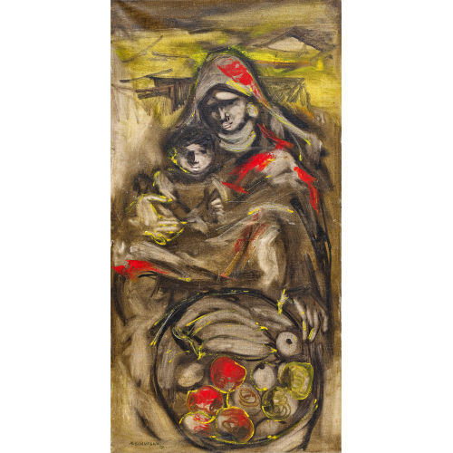 M. SIVANESAN : Mother and child with a basket of fruits (DOBIASCHOFSKY AUKTIONEN AG)
