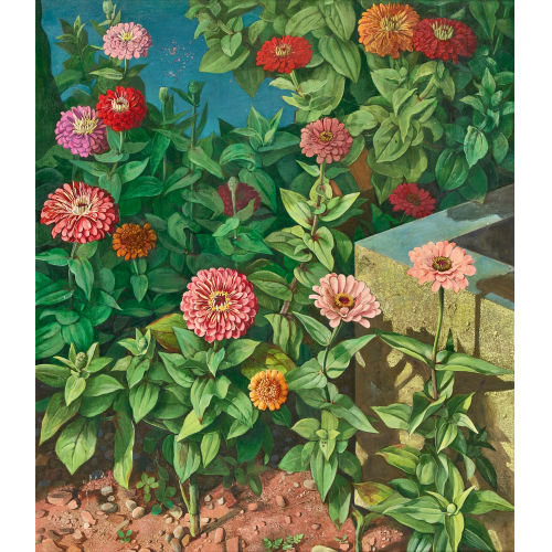 HANS RUDOLF SCHWARZENBACH : Stillleben mit Zinnien (DOBIASCHOFSKY AUKTIONEN AG)