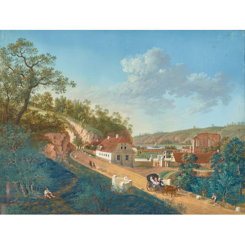 ANTON SIEGEL : Kutschenfahrt bei einer Klosteranlage (DOBIASCHOFSKY AUKTIONEN AG)