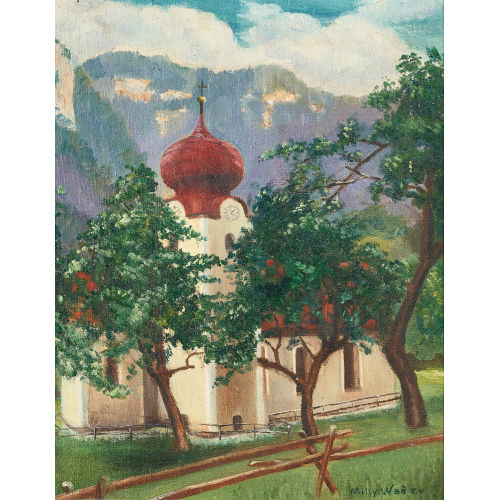 20. JH. SCHWEIZ : Landschaft mit Kirche (DOBIASCHOFSKY AUKTIONEN AG)