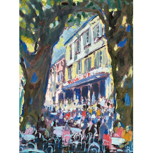 FRED BAUMANN : Strassencaf� unter B�umen (DOBIASCHOFSKY AUKTIONEN AG)