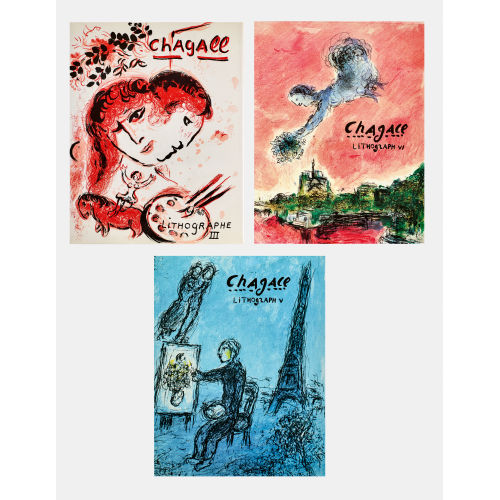 MARC CHAGALL : Fernand Mourlot/Charles Sorlier: 'Chagall Lithographe III, V u. VI' (DOBIASCHOFSKY AUKTIONEN AG)
