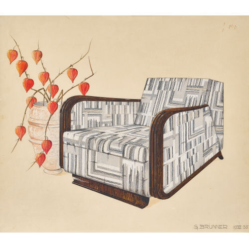 G. BRUNNER : Art d�co-Sessel mit Lampionblumen (DOBIASCHOFSKY AUKTIONEN AG)