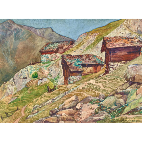 EUG�NE LOUIS MARTIN : 'Mazots Valaisans (Val d'H�rens)' (DOBIASCHOFSKY AUKTIONEN AG)