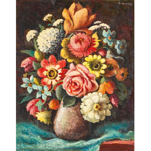 EUGEN HENZIROSS : �ppiges Blumenstillleben (DOBIASCHOFSKY AUKTIONEN AG)