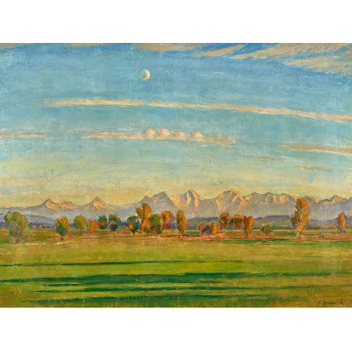 TRAUGOTT SENN : Berner Alpenpanorama im Abendlicht (DOBIASCHOFSKY AUKTIONEN AG)