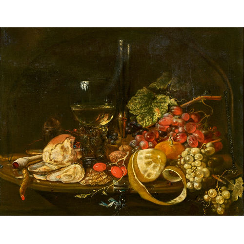 CORNELIS JANSZ. DE HEEM : Stillleben mit Fr�chten, R�merglas und Austern (DOBIASCHOFSKY AUKTIONEN AG)