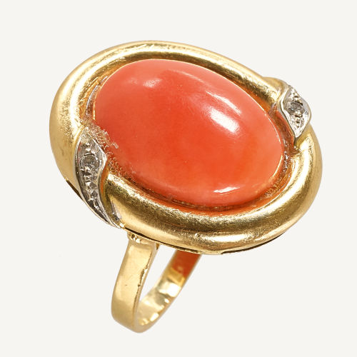 KORALLEN-DIAMANT-RING : (DOBIASCHOFSKY AUKTIONEN AG)