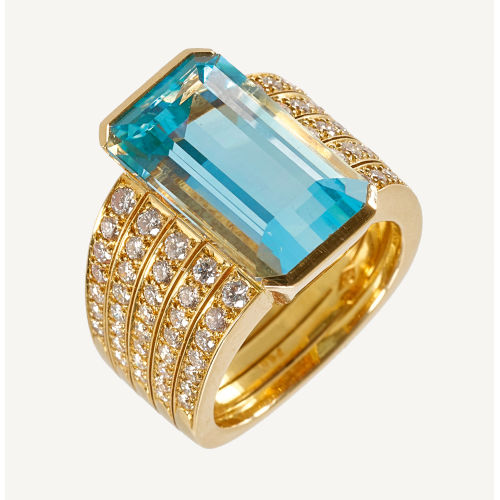AQUAMARIN-BRILLANT-RING : (DOBIASCHOFSKY AUKTIONEN AG)