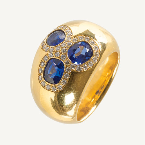 SAPHIR-BRILLANT-RING : (DOBIASCHOFSKY AUKTIONEN AG)
