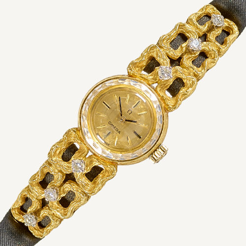 OMEGA : Vintage-Damenarmbanduhr 'Jeux d'Or', Entwurf Gilbert Albert (DOBIASCHOFSKY AUKTIONEN AG)
