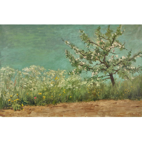 VICTOR SURBEK : Wiesenlandschaft mit bl�hendem Kirschbaum (DOBIASCHOFSKY AUKTIONEN AG)